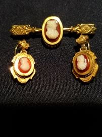 Earrings and bar pin, Victorian style