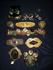 Costume jewelry sampling (there's more).  Some is sterling