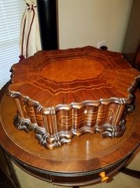 Inlaid ornately shaped box, various woods