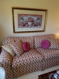 Ethan Allen sofa. Above is a floral print