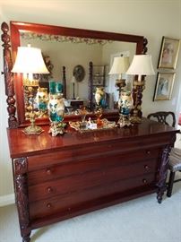 The dresser to the four poster bed.  Mahogany.  Beveled mirror
