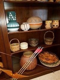 Southwest pottery, baskets, etc.