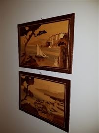 Inlaid wood plaques