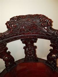 Detail of back rail of the chair