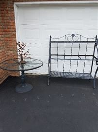 Glass and metal table. Potting stand frame (needs surfaces added to the frame
