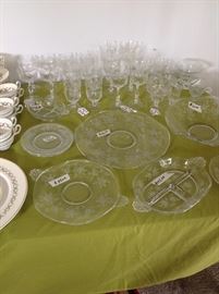 Fostoria crystal, Willowmere, goblets and serving pieces