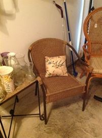 Metal and woven chair.  Have 2.  Table with marble top