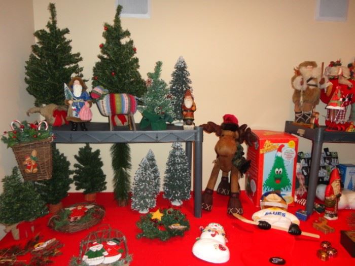Lots of Christmas trees, Santas and Wreaths 