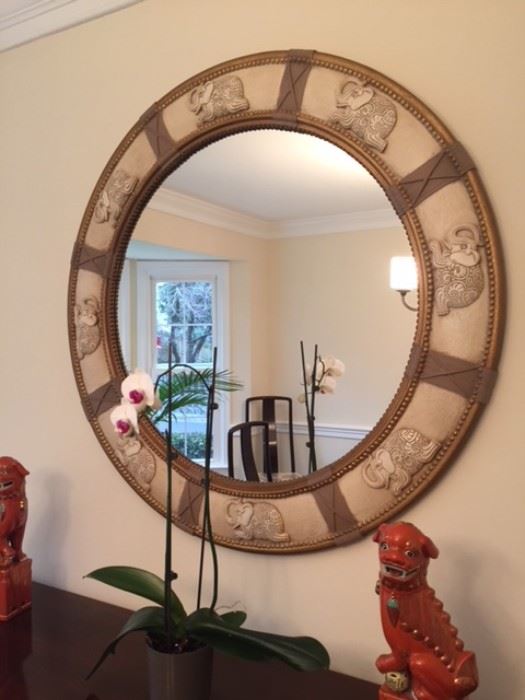 Round Elephant design mirror