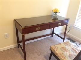 Cherry writing desk with custom glass top