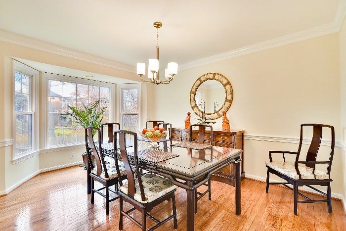 Beautiful Asian inspired dining table with chairs