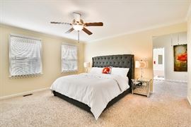 King size bed with mattress set, only 1 year old.  Mattress has protector on all the time