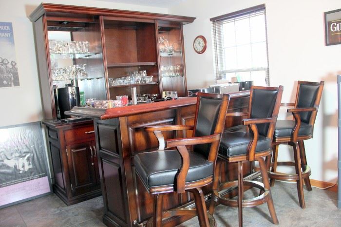 Incredible Bar for Sale with 3 stools & Mini Fridge