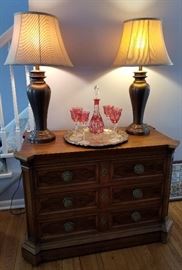 Dresser Table Lamps and Cut Glass