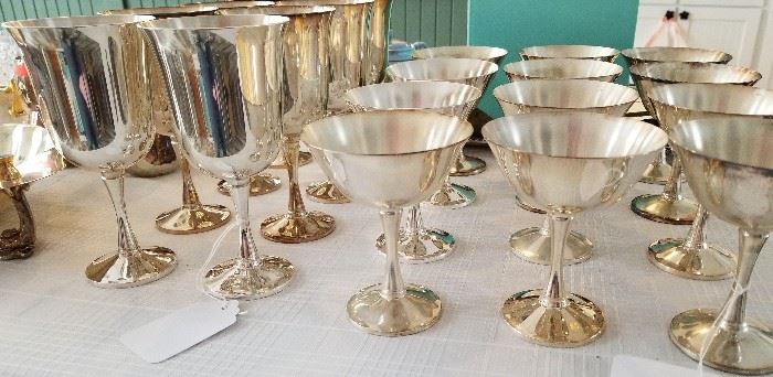 Silver Wine Goblets and Champagnes