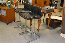 Modern leather and chrome barstools