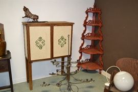 Pie safe and antique walnut corner shelf