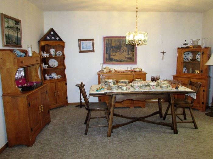 Antique Buffet, Corner China Cabinet and Side Board by Virginia House
