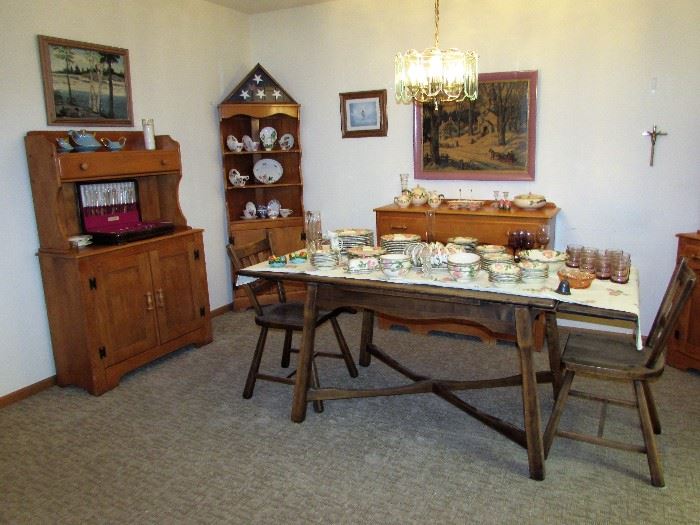 Antique Buffet, Corner China Cabinet and Side Board by Virginia House