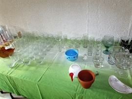 Small Kitchen Appliances, Retro "Club" Pots and Pans, Assorted Dinnerware, Glassware, Corningware and Flatware