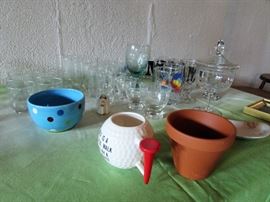 Small Kitchen Appliances, Retro "Club" Pots and Pans, Assorted Dinnerware, Glassware, Corningware and Flatware