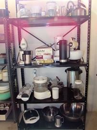 Small Kitchen Appliances, Retro "Club" Pots and Pans, Assorted Dinnerware, Glassware, Corningware and Flatware