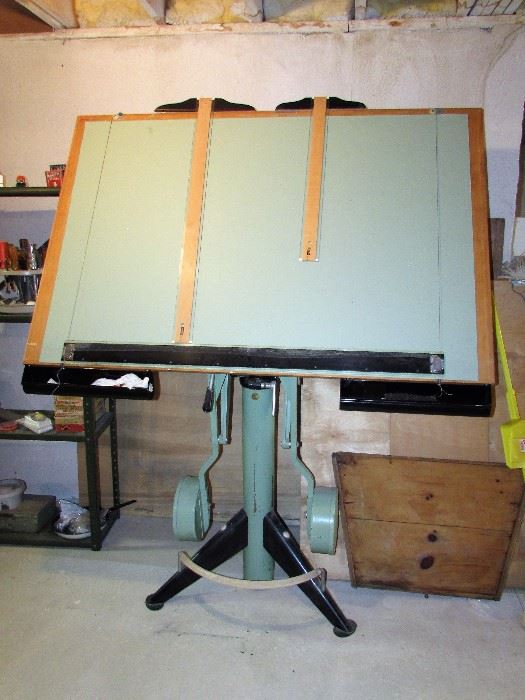 Very Large French Vintage Industrial Drafting Table