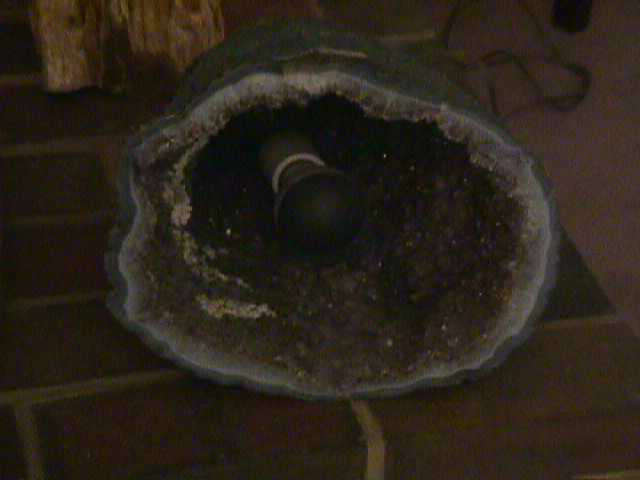 Large amethyst geode with light