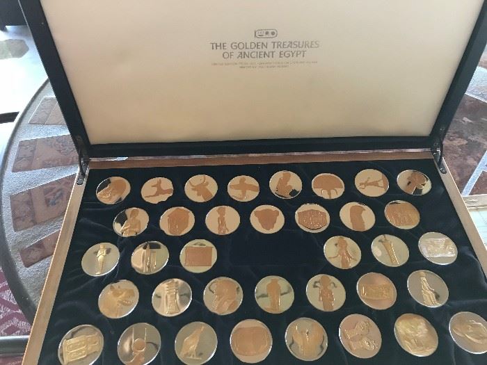 #23. Ancient Egypt one ounce 24K gold on sterling Proof set  (36) pieces. 