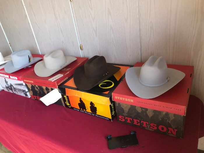Like new Cowboy Hats, 3 Stetsons, one Straw 