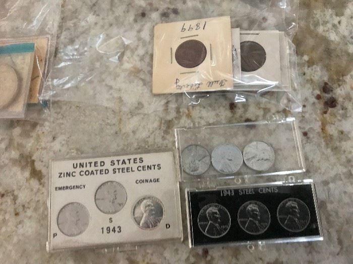 1943 Steel Zinc coated pennies 
