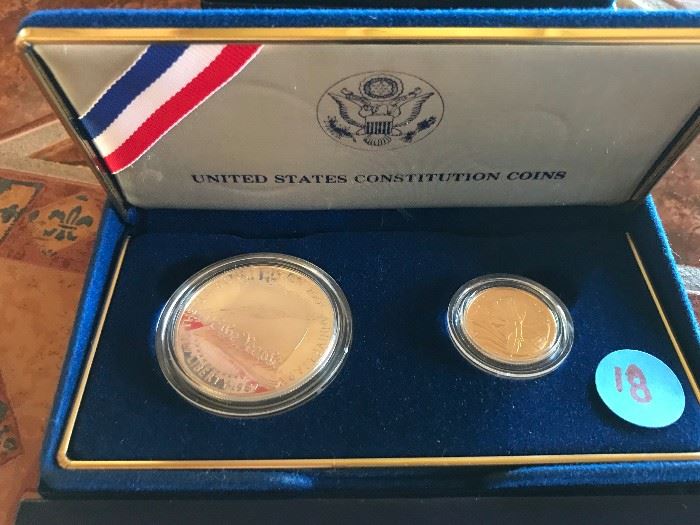 #18 $5 Dollar Gold,  Constitution One  Ounce Silver 