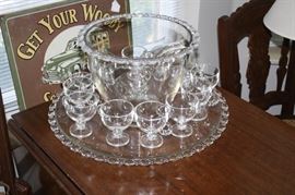 Gorgeous Candlewick punch bowl with 12 stemmed cups.  The ladle is amazing!!