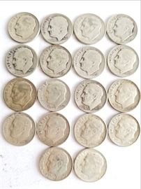 Roosevelt Silver Dime Set 1946-1964 (missing 1955)   http://www.ctonlineauctions.com/detail.asp?id=691405