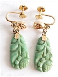  Vintage Carved Jadeite and 14K Asian Drop Earrings  http://www.ctonlineauctions.com/detail.asp?id=691422