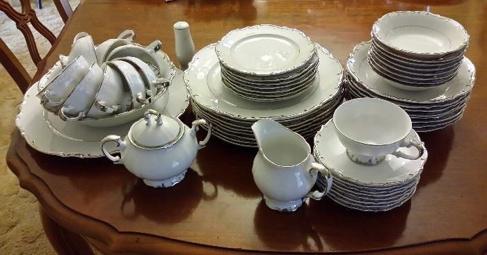 Nobility hand painted china, service for 8, platter, serving bowl, cream & sugar - 52 pieces