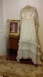 Beautiful vintage wedding dress with veil
