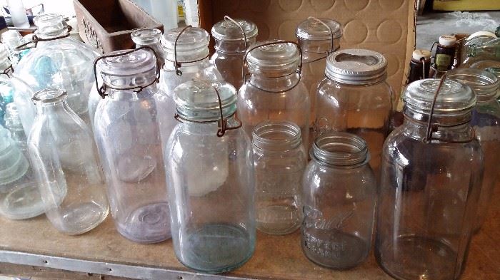 Antique 2 quart canning jars