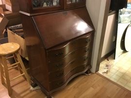 This is a secretary with shelving on top. Keys for both pieces