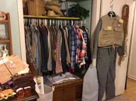 Men's clothing sizes Medium and Large, Hope chest, hats...
