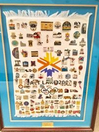 Framed Olympic pins (Salt Lake 2002)