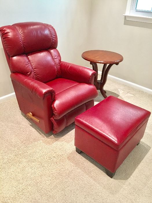 La Z Boy red recliner, matching ottoman (sold separately)