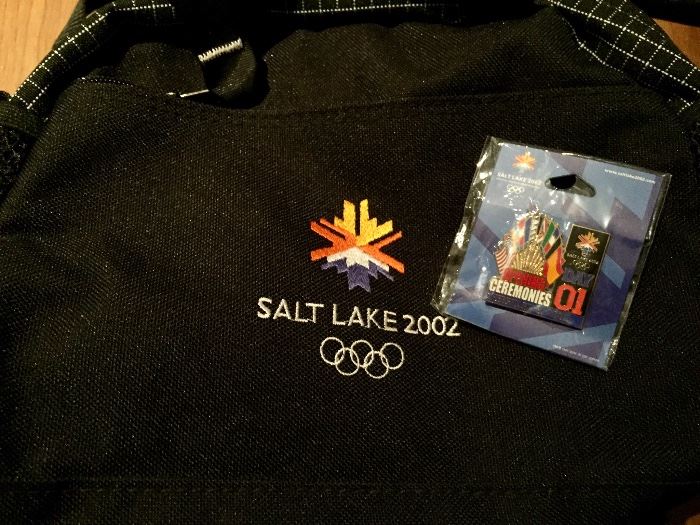 2002 Olympic souvenir pouch and pins