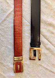 Men's alligator belt and women's Gucci leather belt