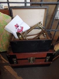 Small child size trunk...trumpet in wood box