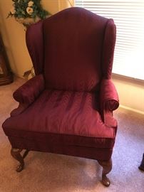 Close-up of Fairfield wing-back chair.