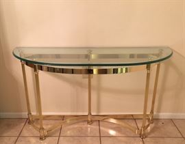 Gold Metal/Glass Console Table