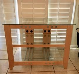 Light Wood/Glass Entertainment Center