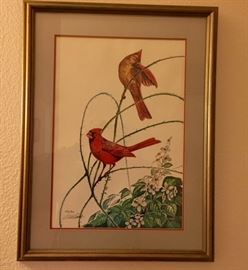 Signed, Numbered Cardinal Watercolor