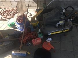 •	Gas lawn mower 
•	Compressor
•	Drills
•	Mita- saw
